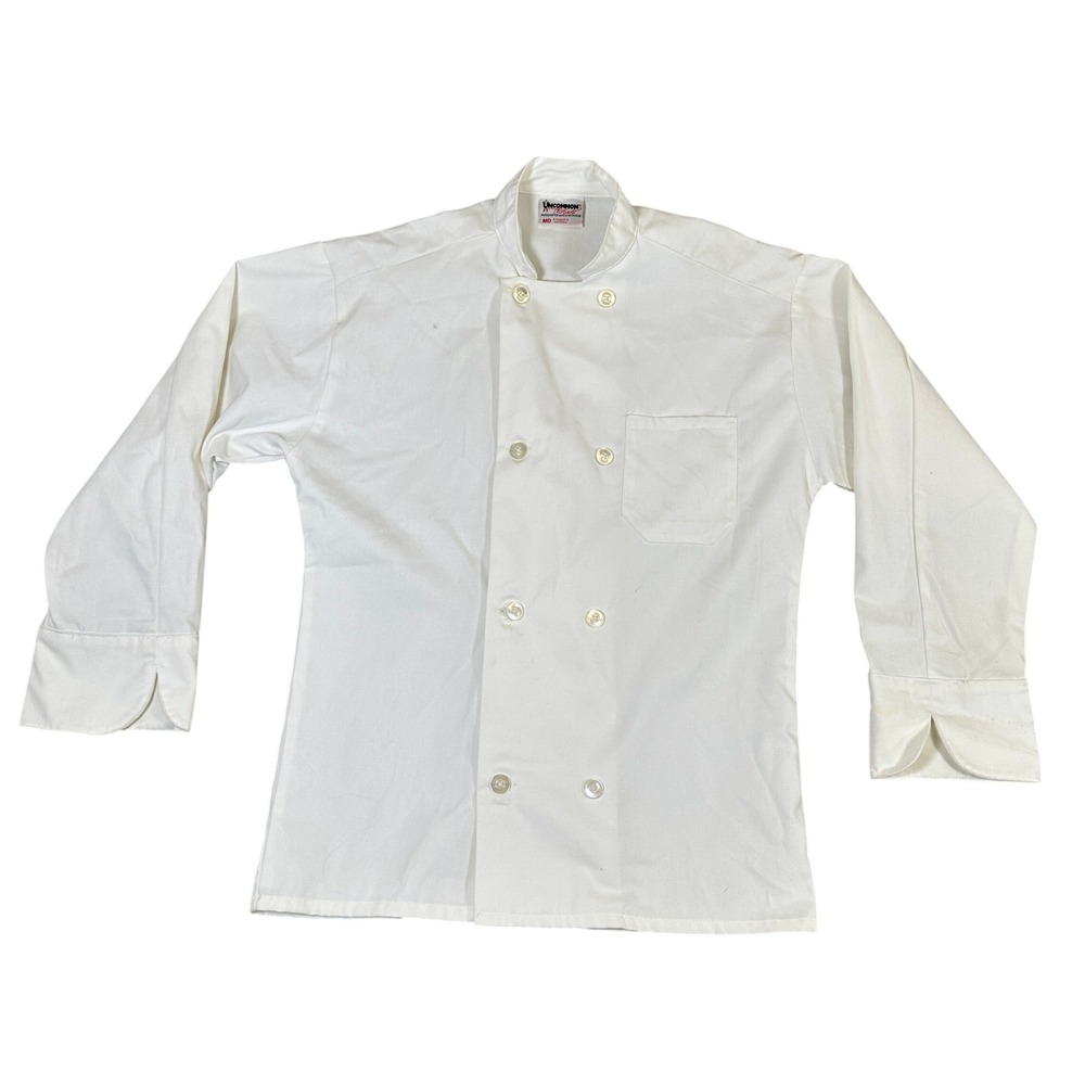 Uncommon Threads White Chef Coat Double Breasted Long Sleeve Jacket Medium 0400